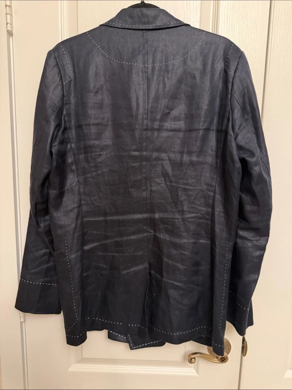 G-Star Men's Dark Navy Double-Breasted 100% Linen Blazer - Picture 7 of 14
